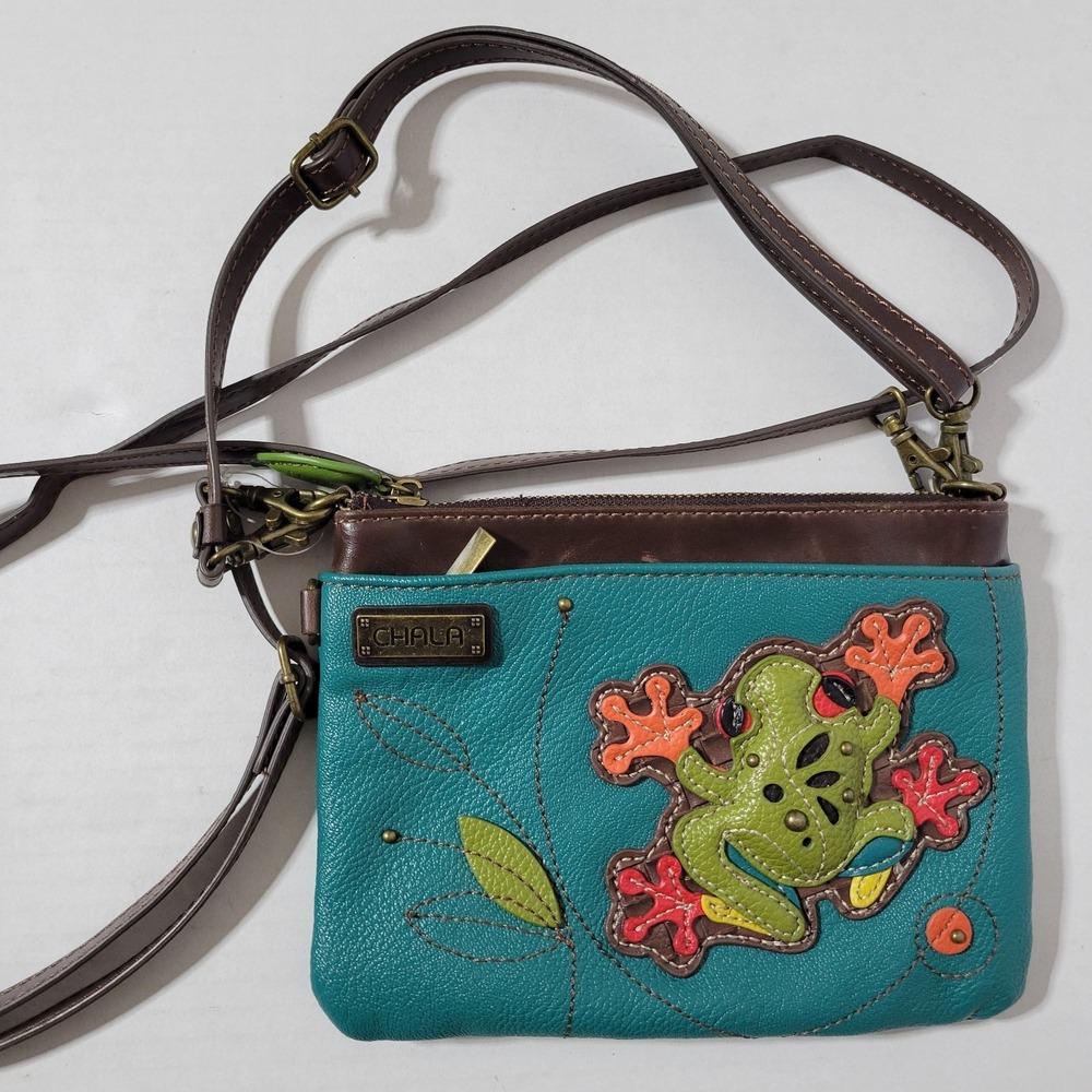Chala FROG Mini Crossbody Purse Handbag‎ Convertible Straps Turquoise Blue